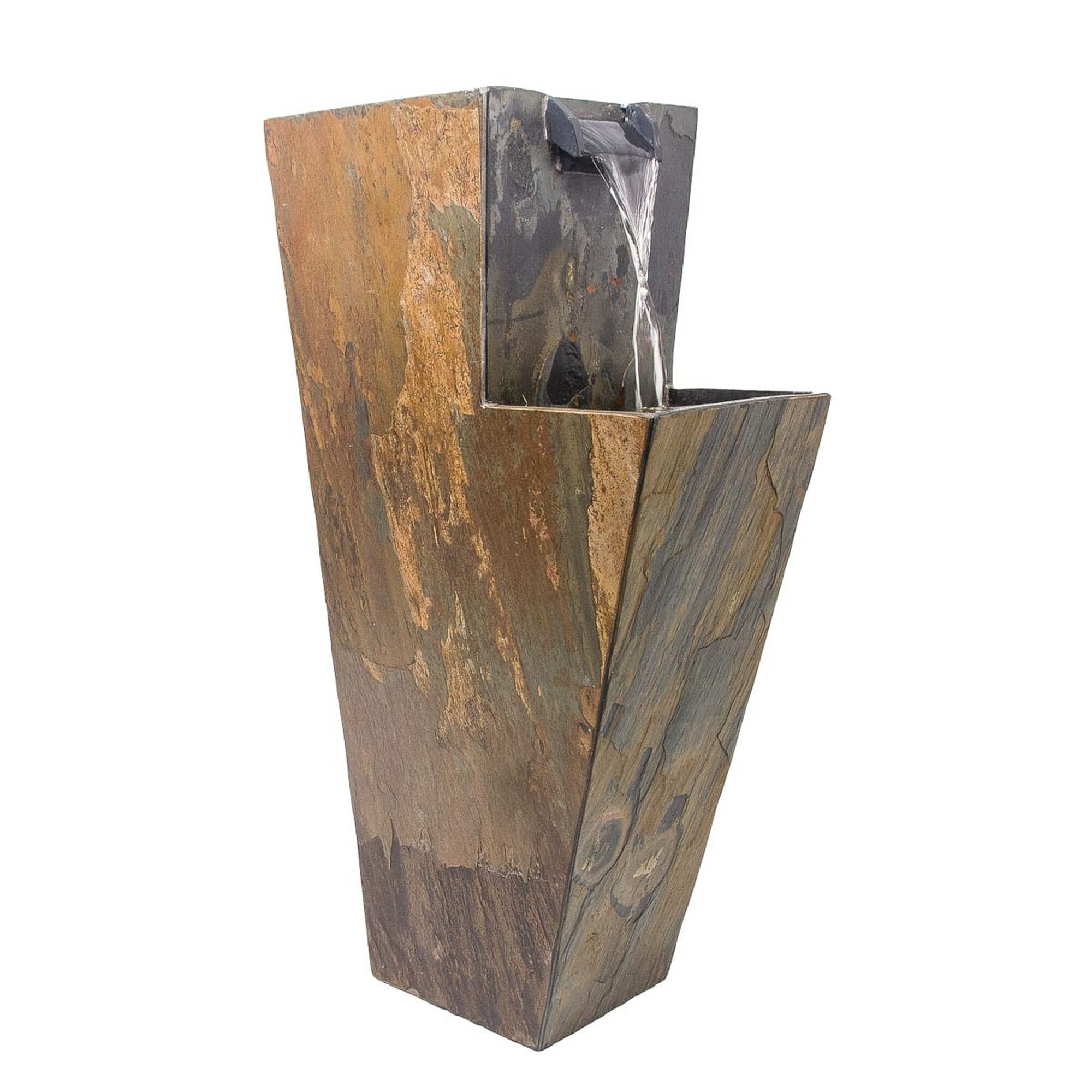 Schiefer-Springbrunnen mit Wasserfall