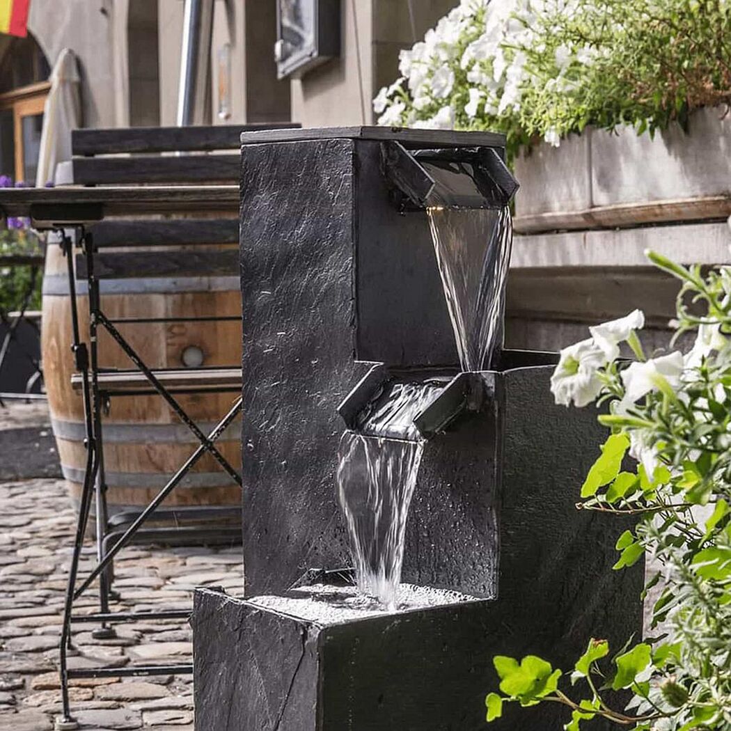 Gartenbrunnen anthrazit 35 x 72 x 35 cm