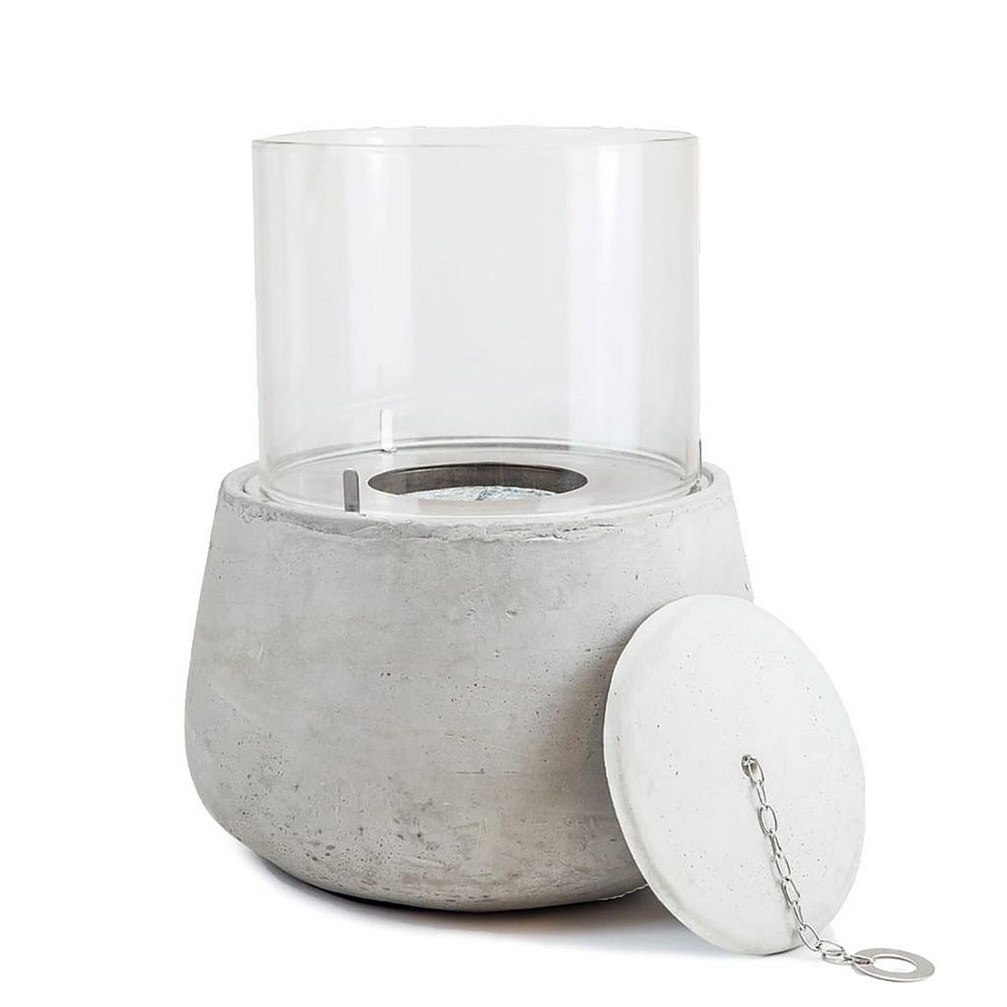 Dekofeuer aus Beton mit Glashaube