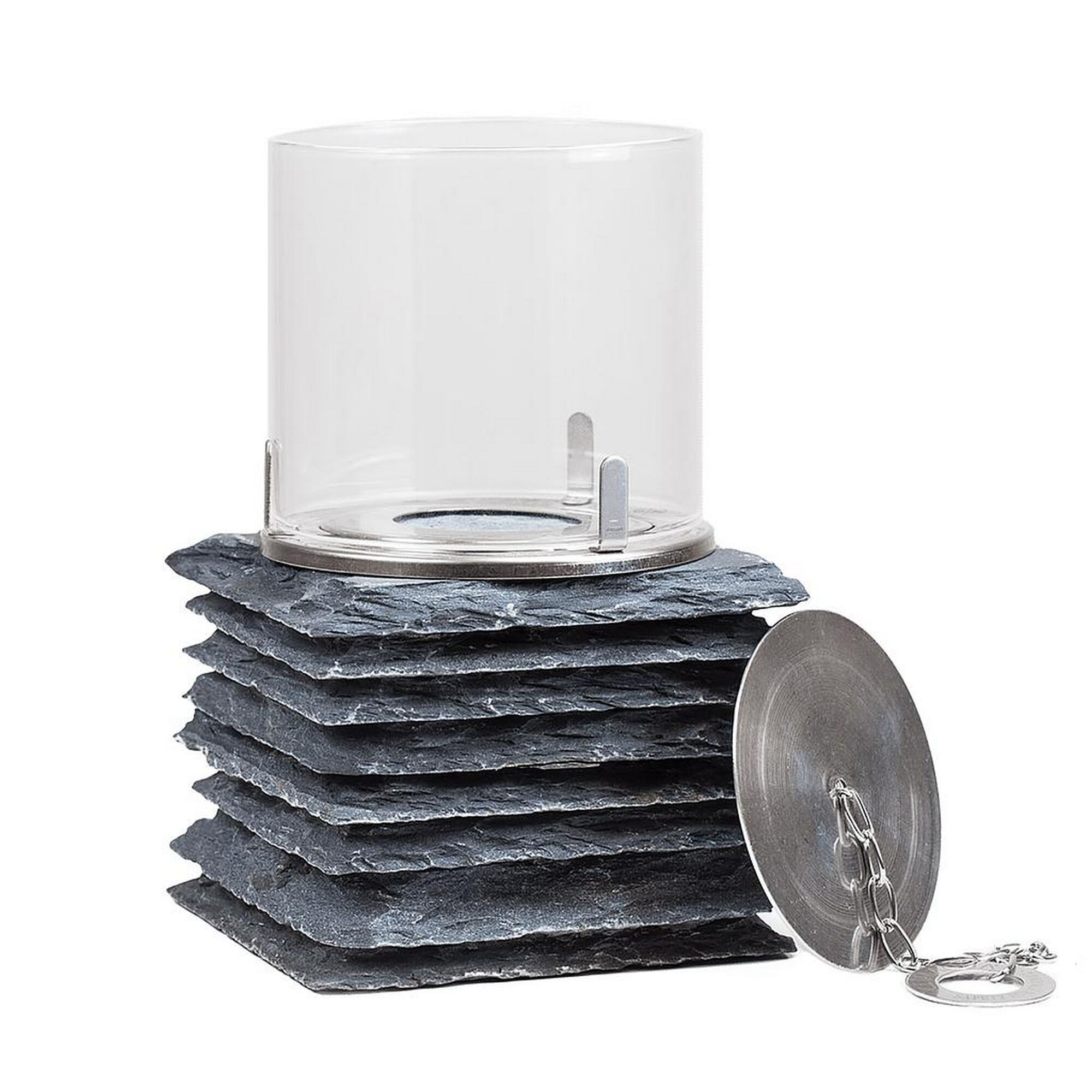 Dekofeuer aus Glas und Schiefer