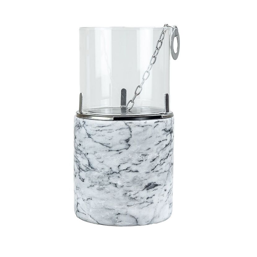 Windlicht aus Glas und Marmor