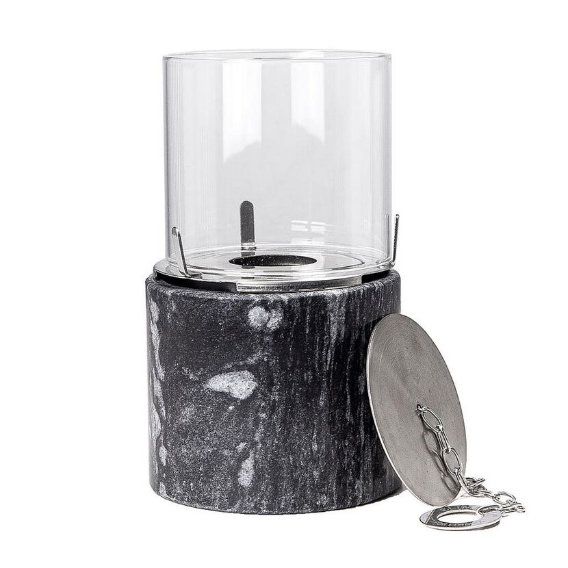 Dekofeuer mit Glaszylinder und Deckel