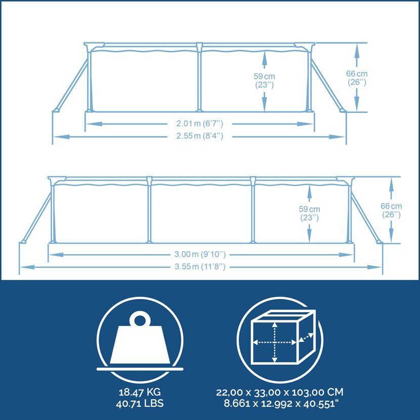 Frame-Pool 'Steel Pro' 300 x 201 x 66 cm