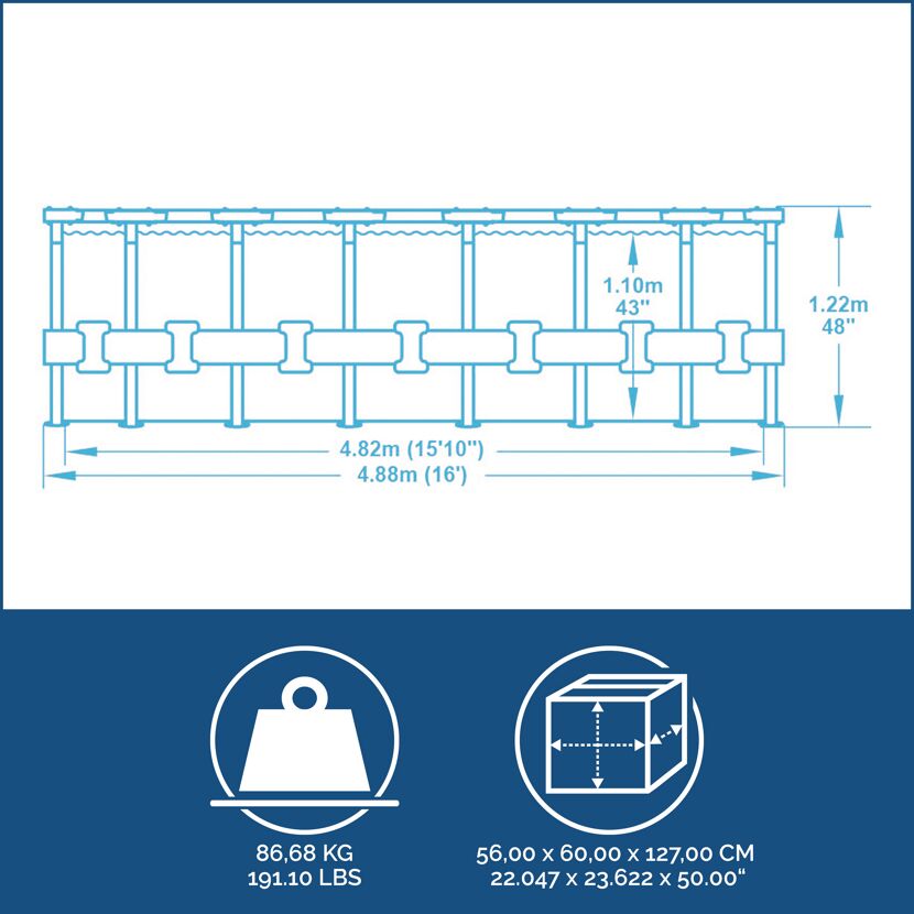 Frame-Pool 'Power Steel Swim Vista Series' Ø 488 x 122 cm mit Filterpumpe