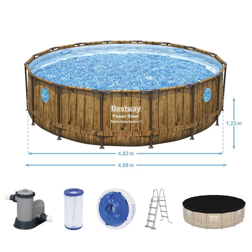 Frame-Pool 'Power Steel Swim Vista Series' Ø 488 x 122 cm mit Filterpumpe