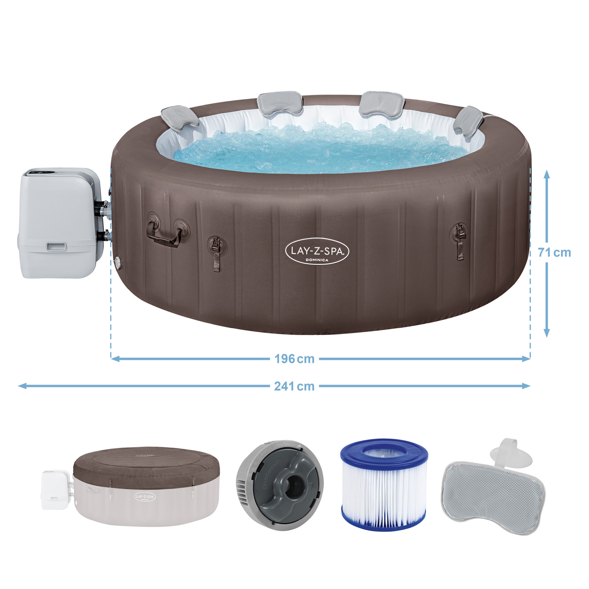Whirlpool 'LAY-Z-SPA® Dominica HydroJet™' braun/weiß Ø 196 x 71 cm + product picture