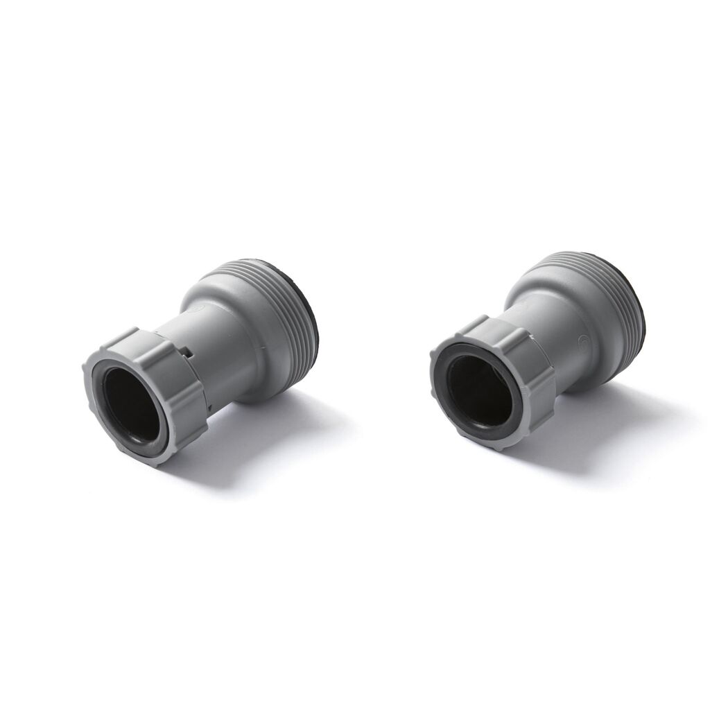 Zwei graue Schlauchadapter