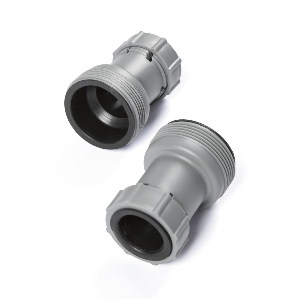 Zwei graue Schlauchadapter