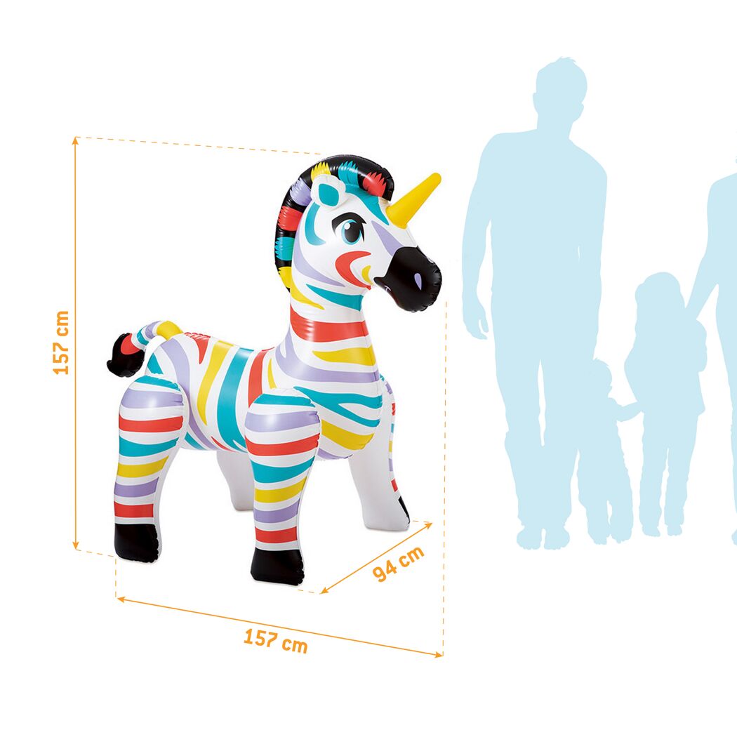 Grosses, aufblasbares Zebra mit bunten Streifen