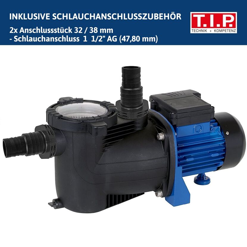Schwimmbadpumpe mit Anschlüssen