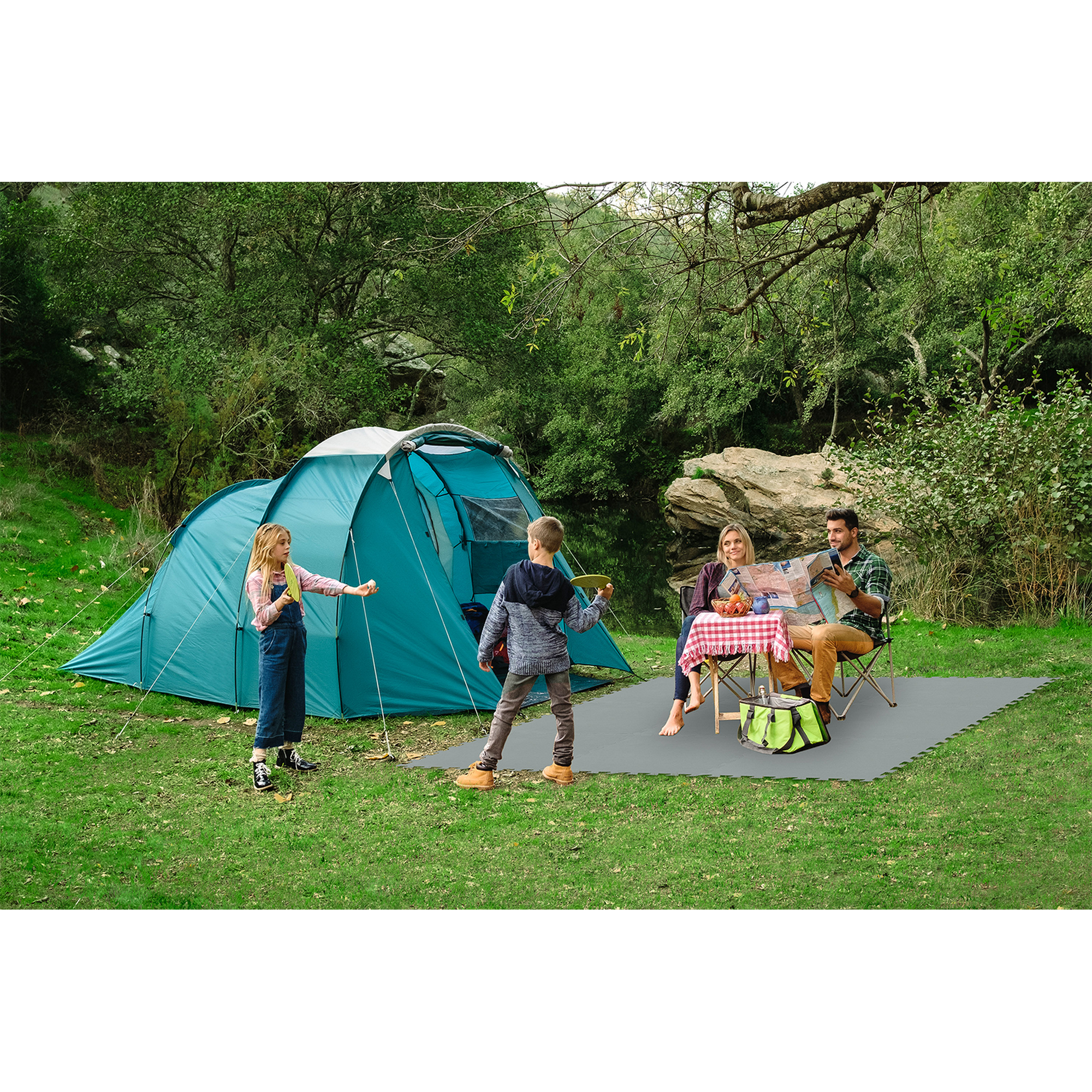 Pool-Bodenschutzfliesen grau 9 Stück á 50 x 50 cm