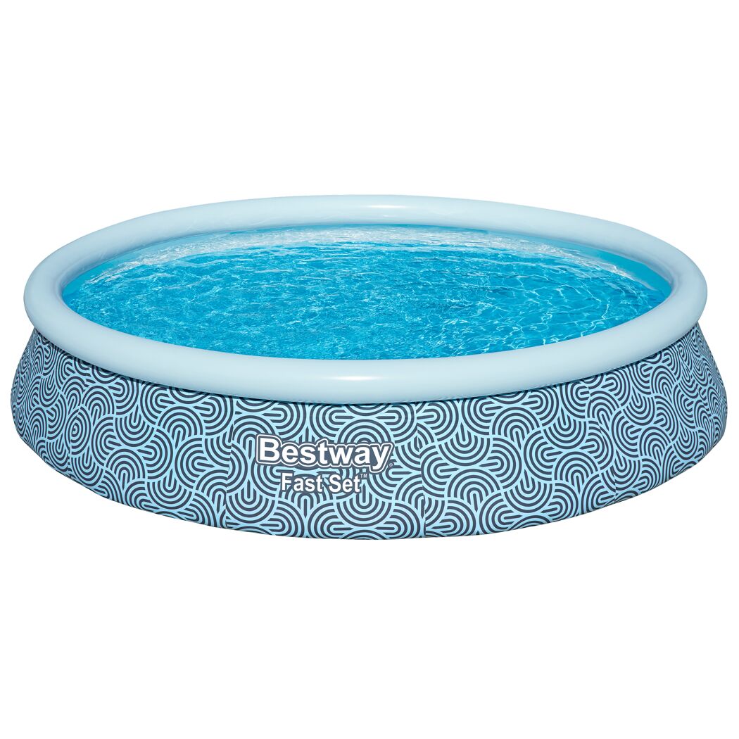 Blauer Bestway Fast Set Pool mit Wasser gefüllt
