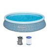 Runder, blauer Aufstellpool mit Filterpumpe