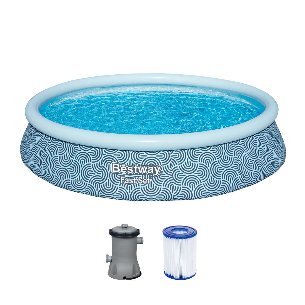 Runder, blauer Aufstellpool mit Filterpumpe