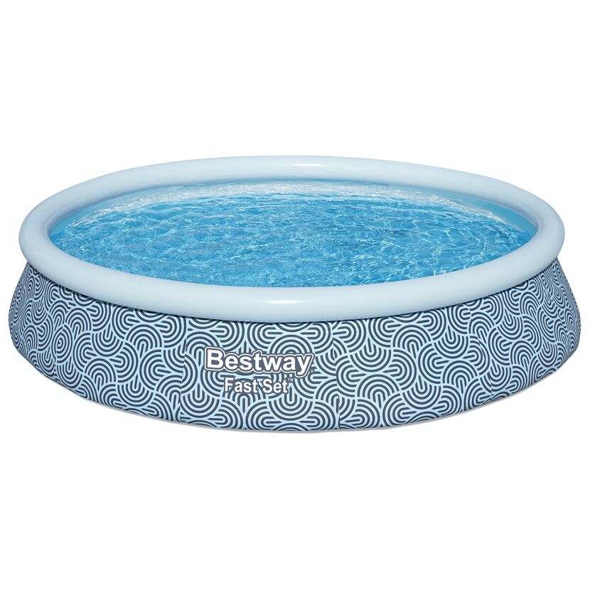 Blauer Bestway Fast Set Pool mit Wasser gefüllt