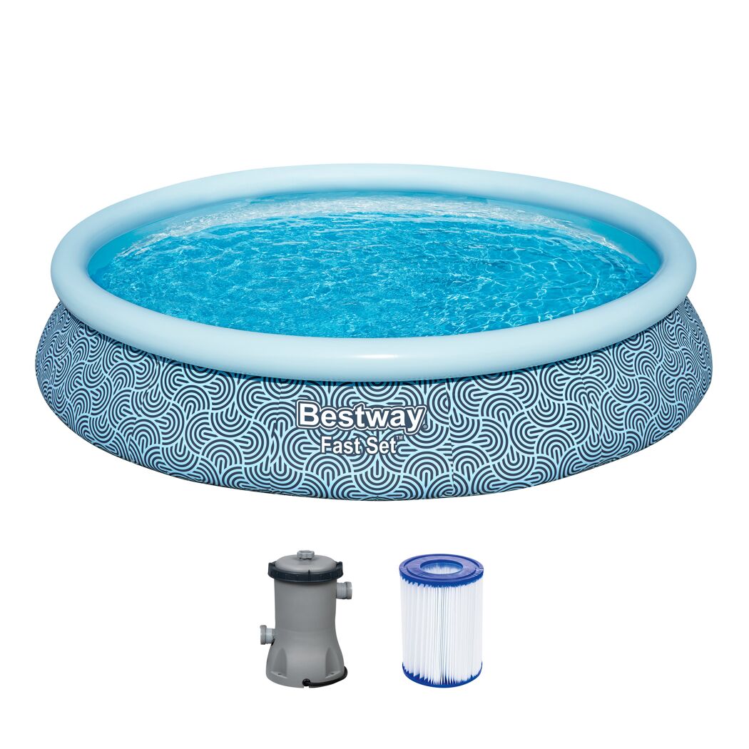 Runder blauer Aufstellpool mit Filterpumpe
