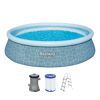 Runder blauer Aufstellpool mit Leiter und Filterpumpe