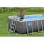 Person im Aufstellpool mit Leiter