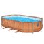 Ovaler Aufstellpool mit Holzoptik