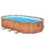 Ovaler Aufstellpool mit Holzoptik