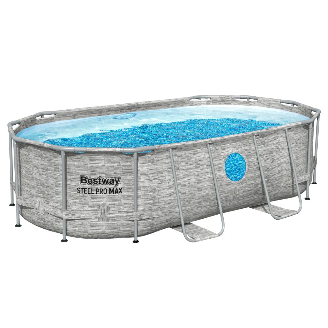 Ovaler Stahlwandpool mit Leiter