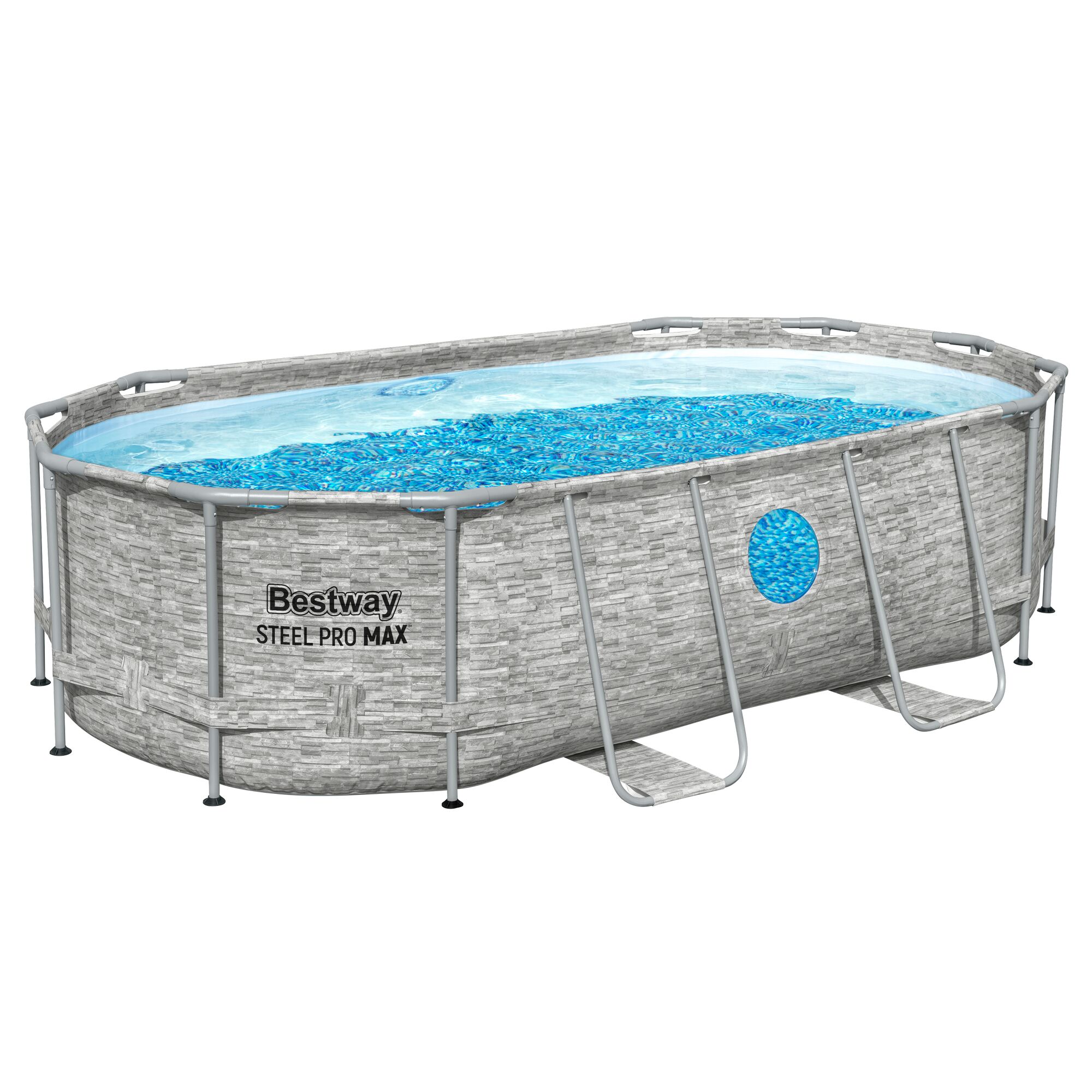 Ovaler Stahlwandpool mit Leiter