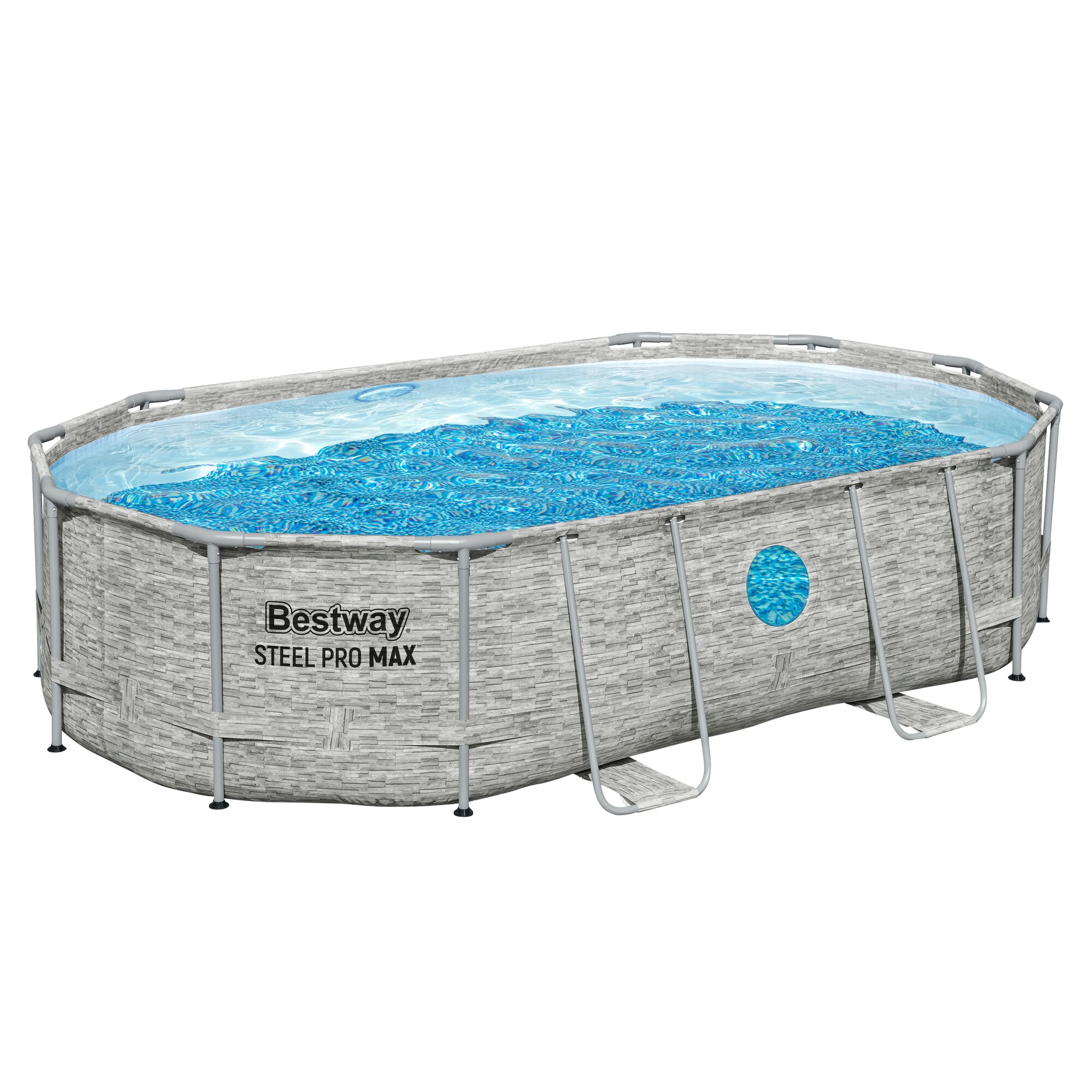 Ovaler Aufstellpool mit Stahlrahmen