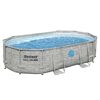 Ovaler Aufstellpool mit Stahlrahmen und Leiter