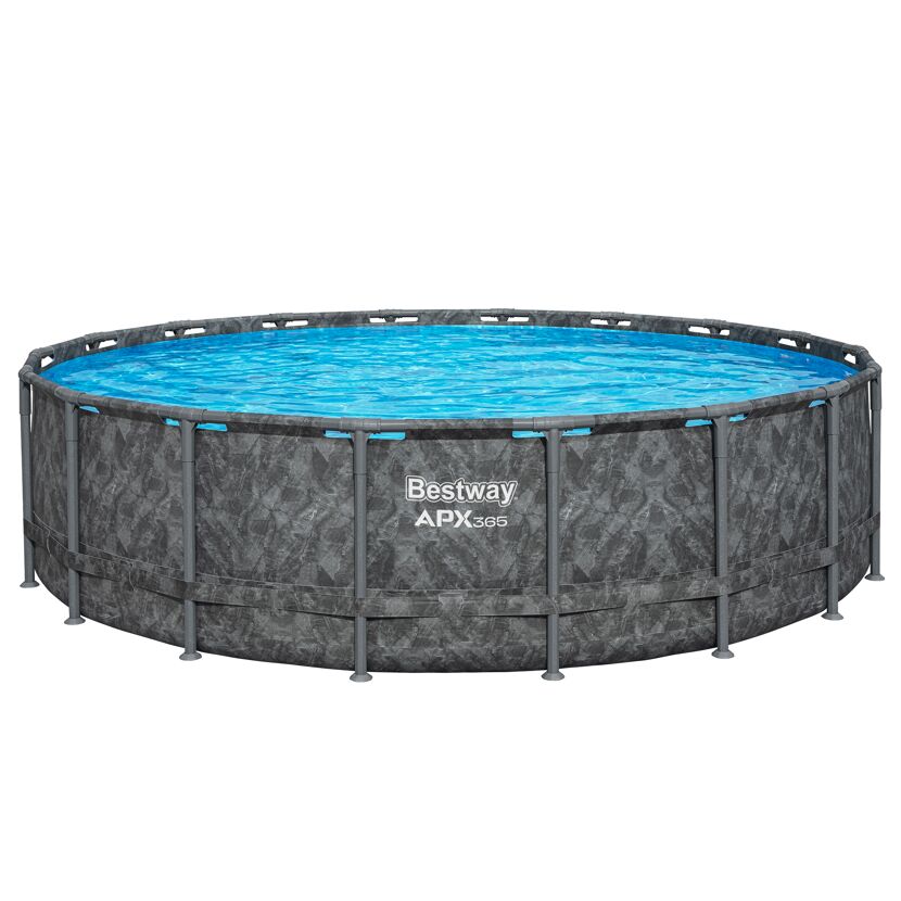 Runder Aufstellpool mit blauem Wasser
