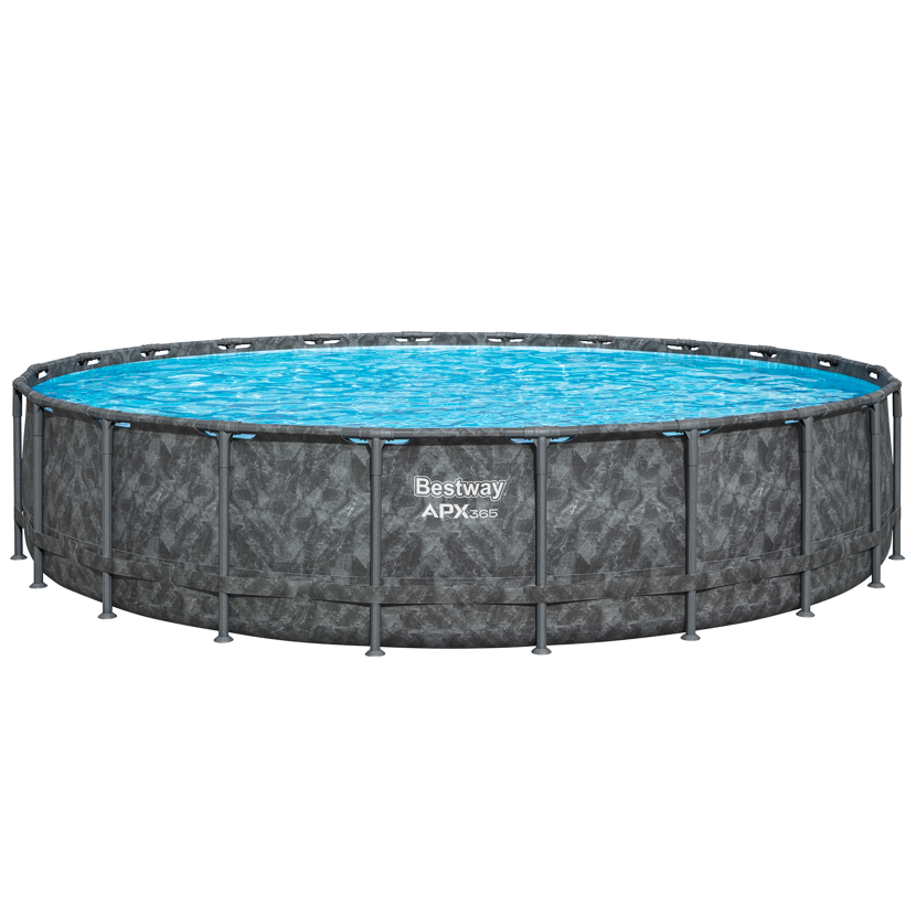 Runder Aufstellpool mit blauem Wasser