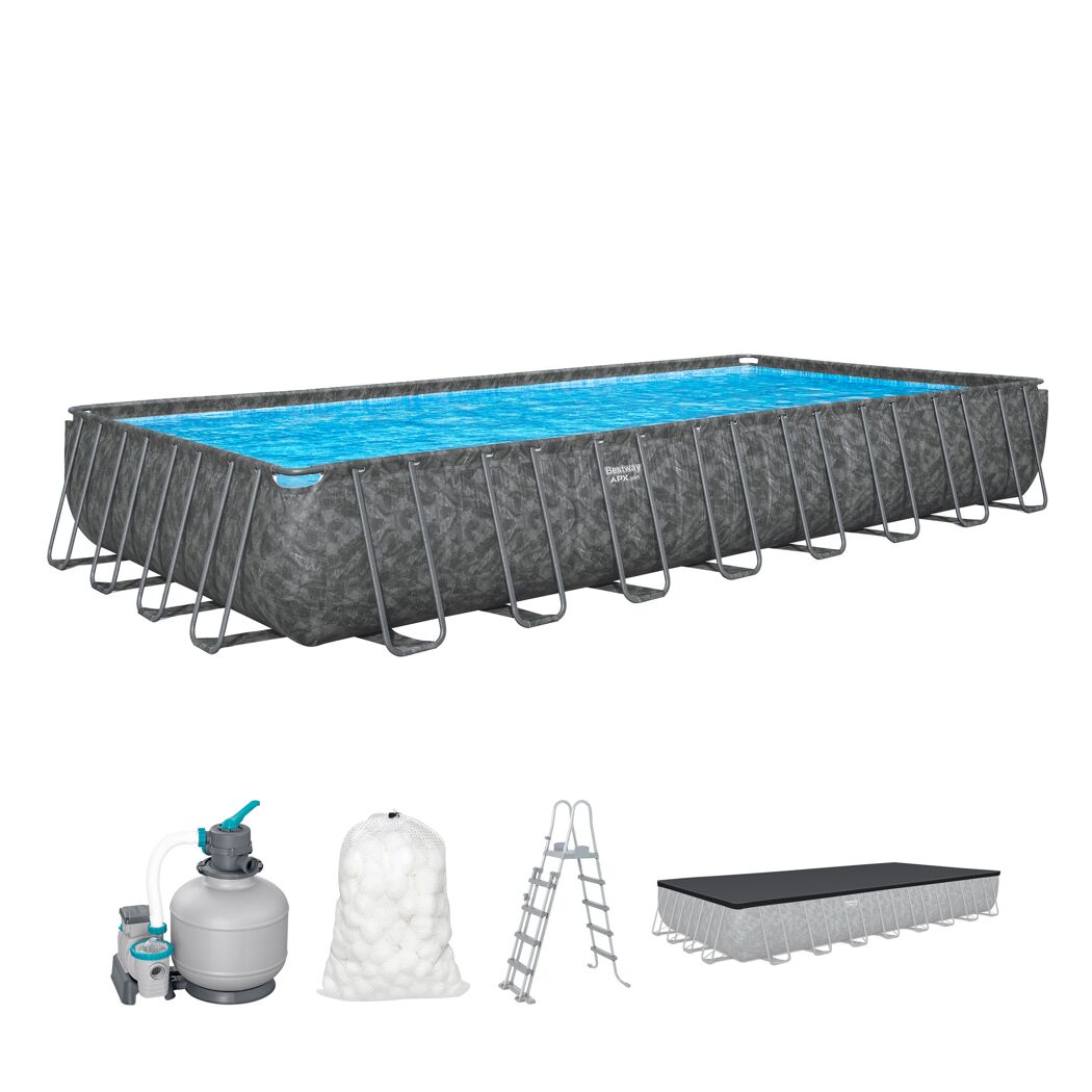 Pool-Set mit Filterpumpe, Leiter und Abdeckung
