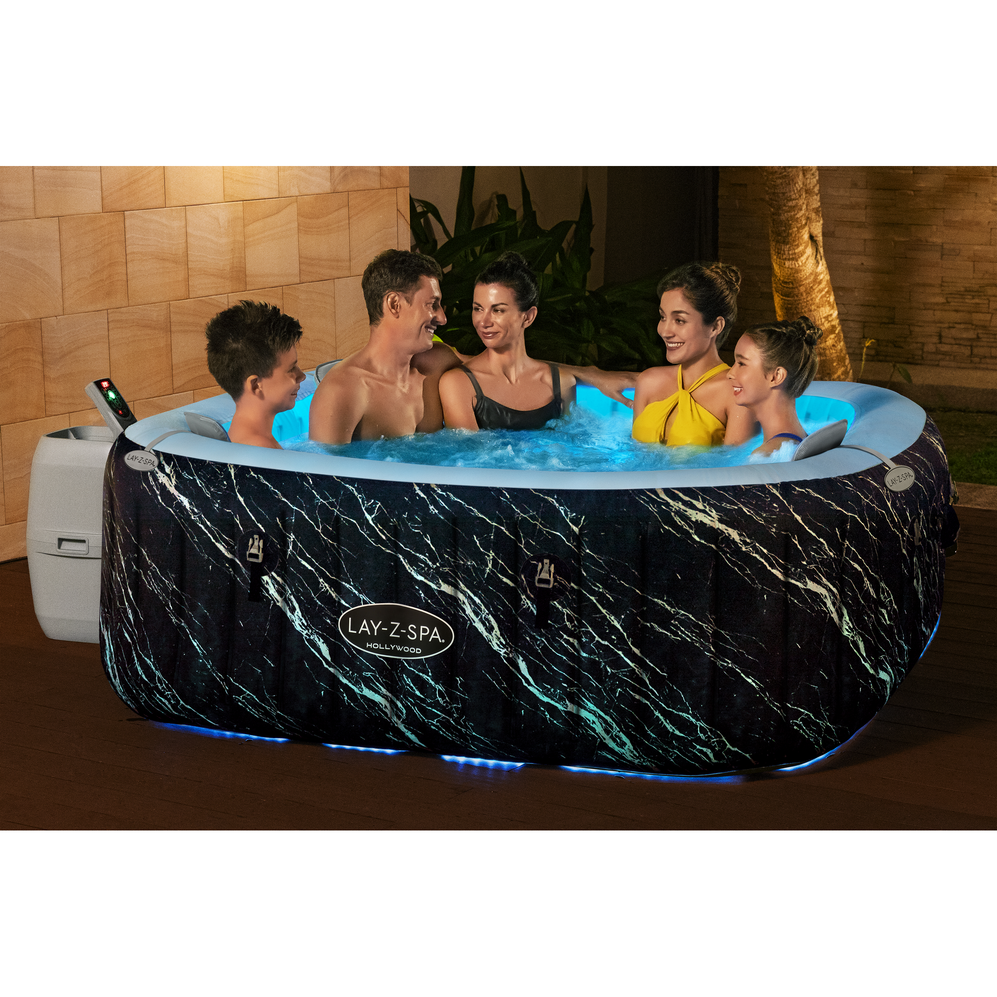 LED-Whirlpool 'LAY-Z-SPA®Hollywood AirJet™' Marmor-Optik 180 x 180 x 66 cm