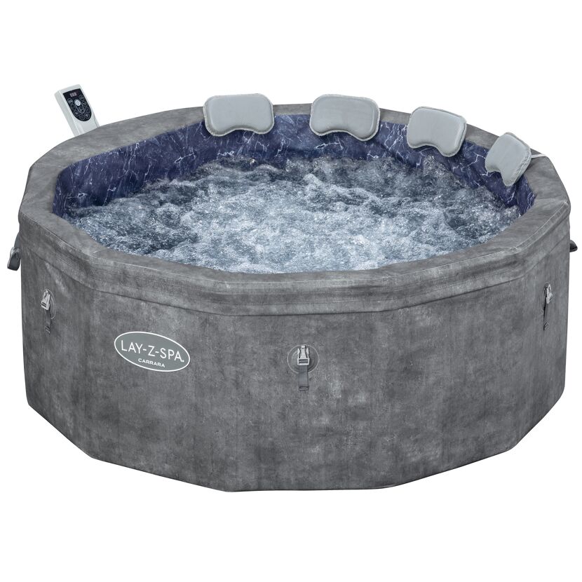 Runder, grauer Whirlpool mit Sprudel