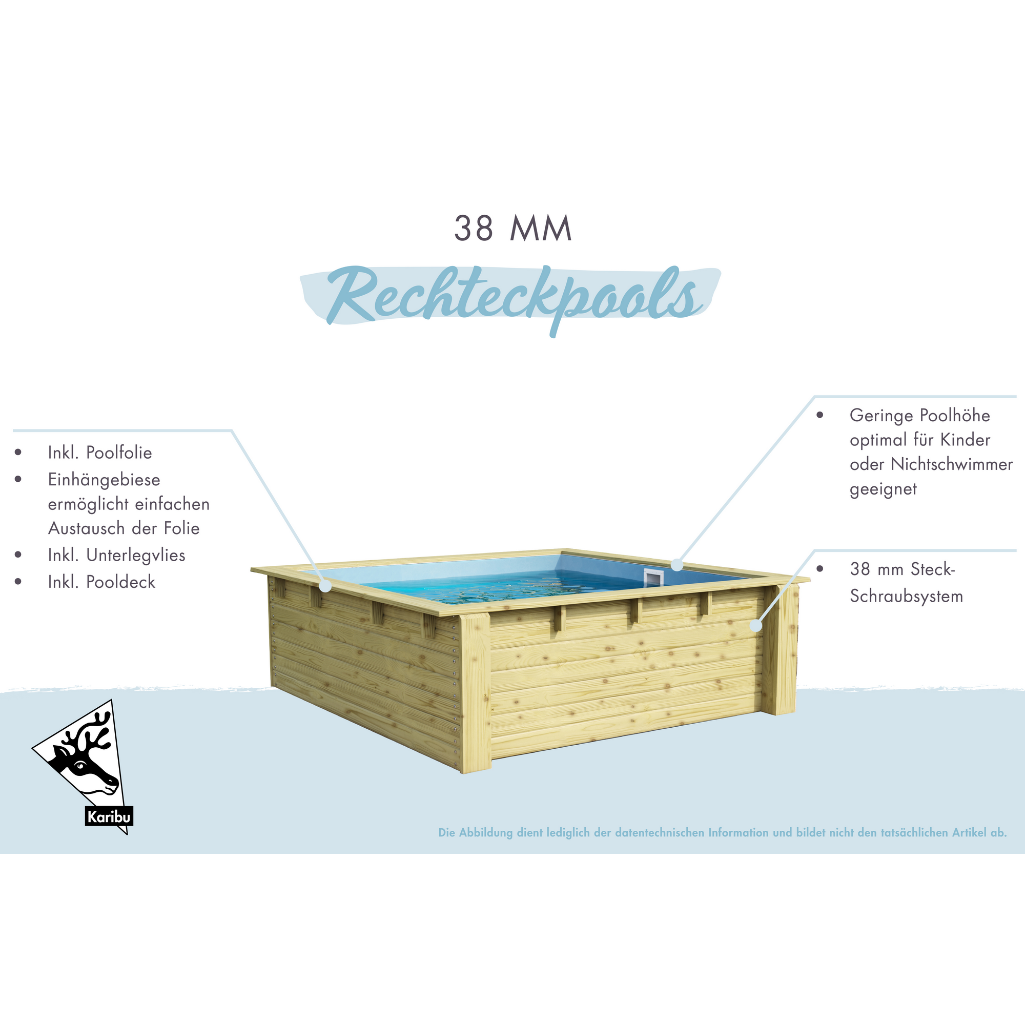 Massivholzpool 'Modell Minipool' 200,5 x 78 x 223 cm + product picture