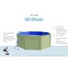 Achteckiger Holzpool mit blauer Innenfolie und Leiter