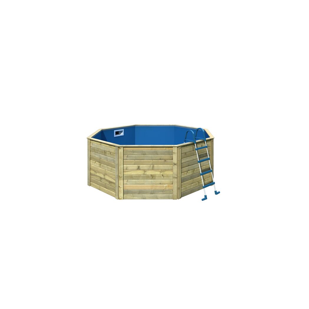 Achteckiger Holzpool mit Leiter