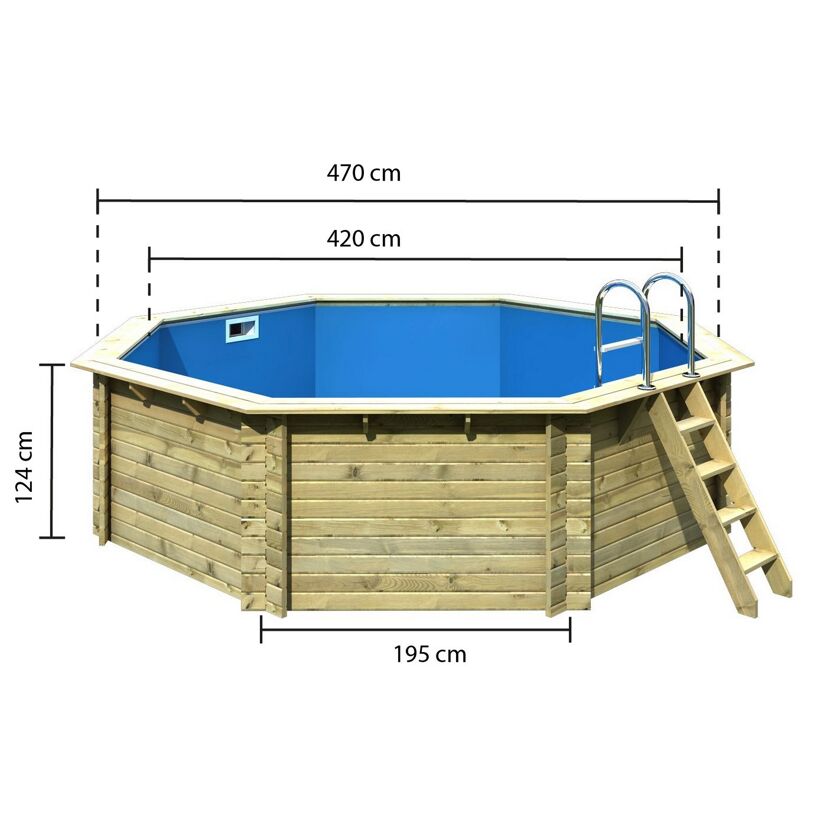 Achteckiger Holzpool mit Leiter