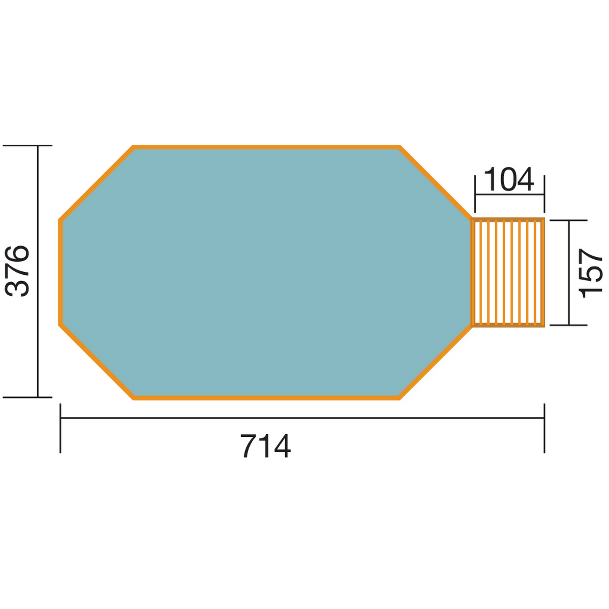 Massivholz-Pool '594' achteckig, 714 x 376 x 116 cm + product picture