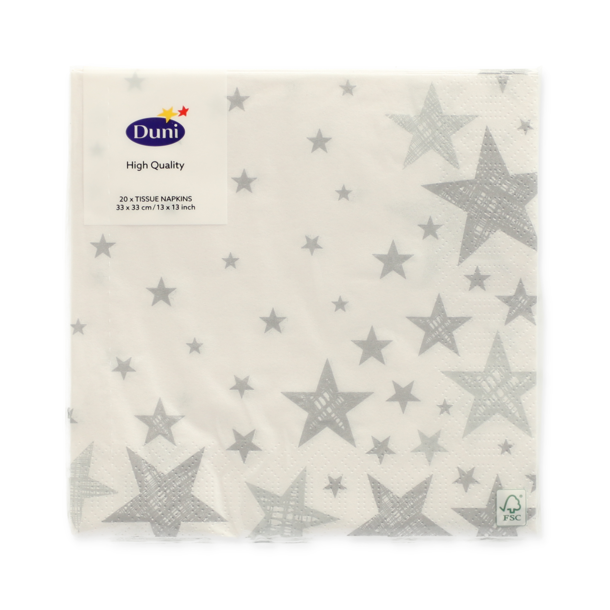 Servietten 'Shining Star White' weiß/silbern 33 x 33 cm 20 Stück + product picture