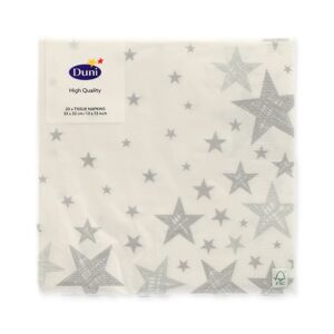 Servietten 'Shining Star White' weiß/silbern 33 x 33 cm 20 Stück