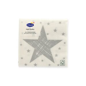 Servietten 'Shining Star White' weiß/silbern 24 x 24 cm 20 Stück