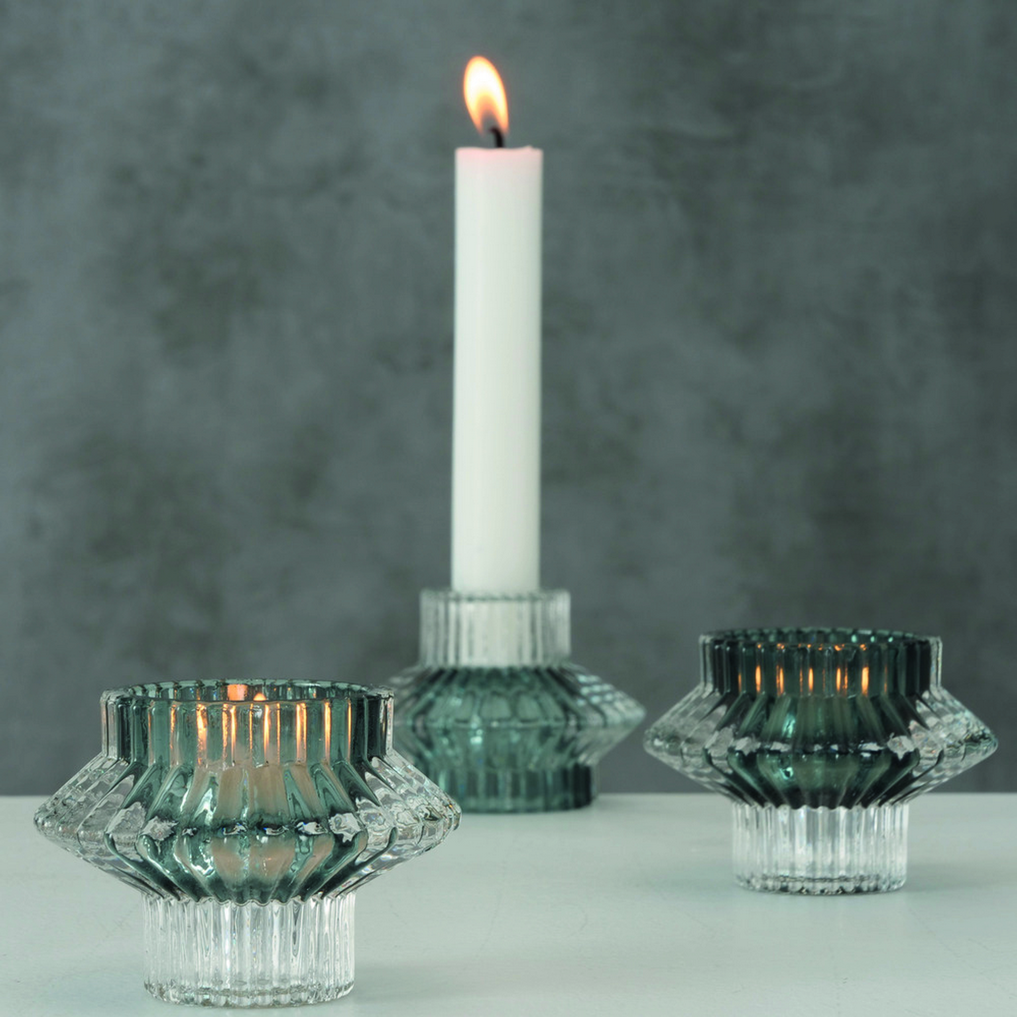 Teelichthalter 'Phyllis' Glas lackiert Ø 9 x 6 cm 3 Stück sortiert + product picture