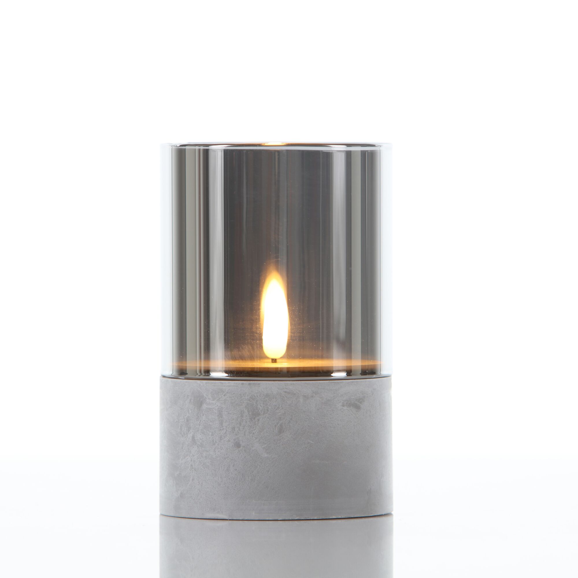 LED Kerze im Glas mit Betonfuß