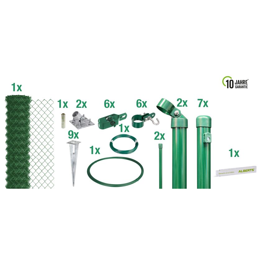 Grünes Maschendrahtzaun-Set