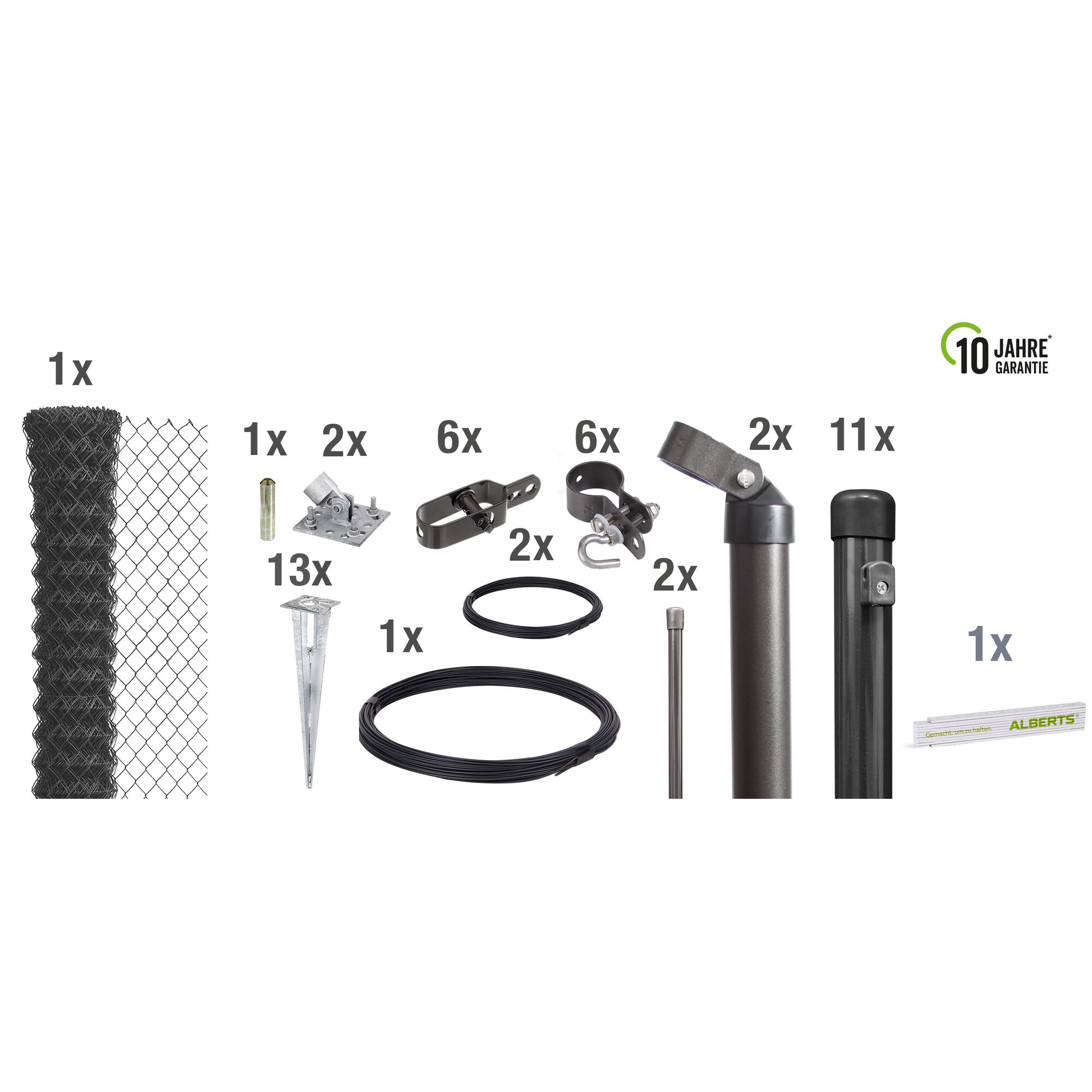 Schwarzer Maschendrahtzaun Set