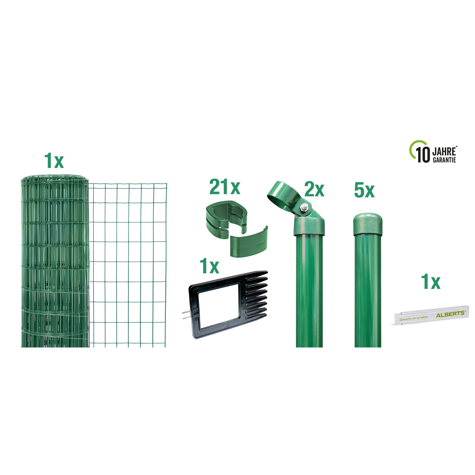 Grünes Drahtzaun-Set mit Pfosten