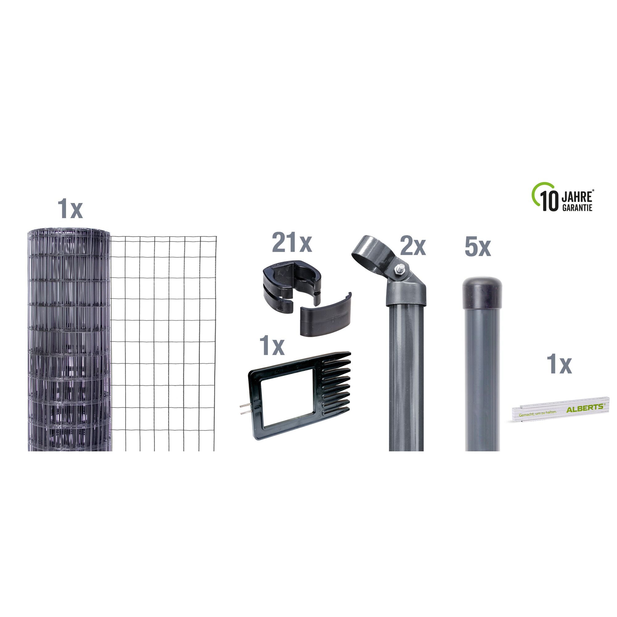 Doppelstabmattenzaun Set mit Befestigungsmaterial