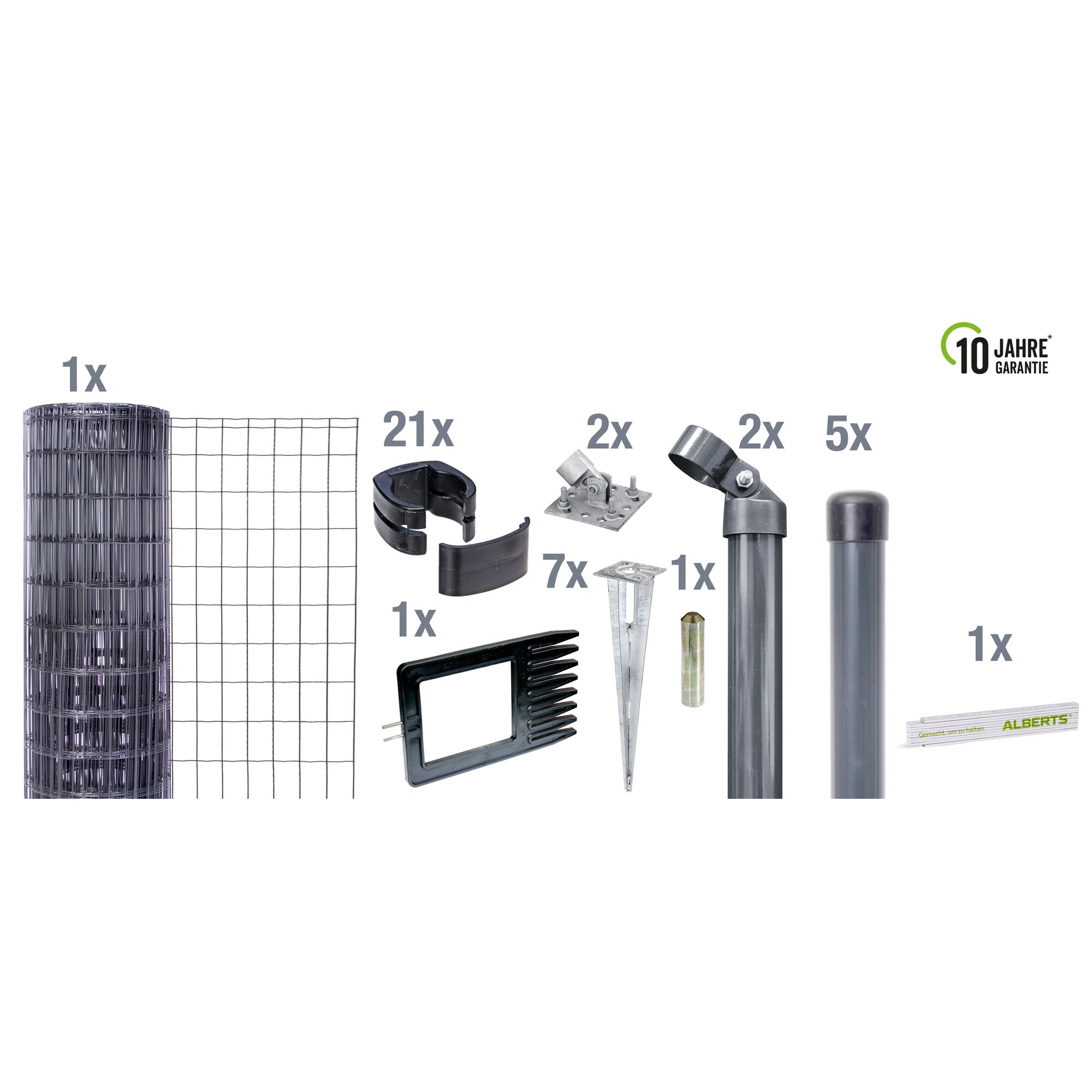 Doppelstabmattenzaun-Set mit Zubehör