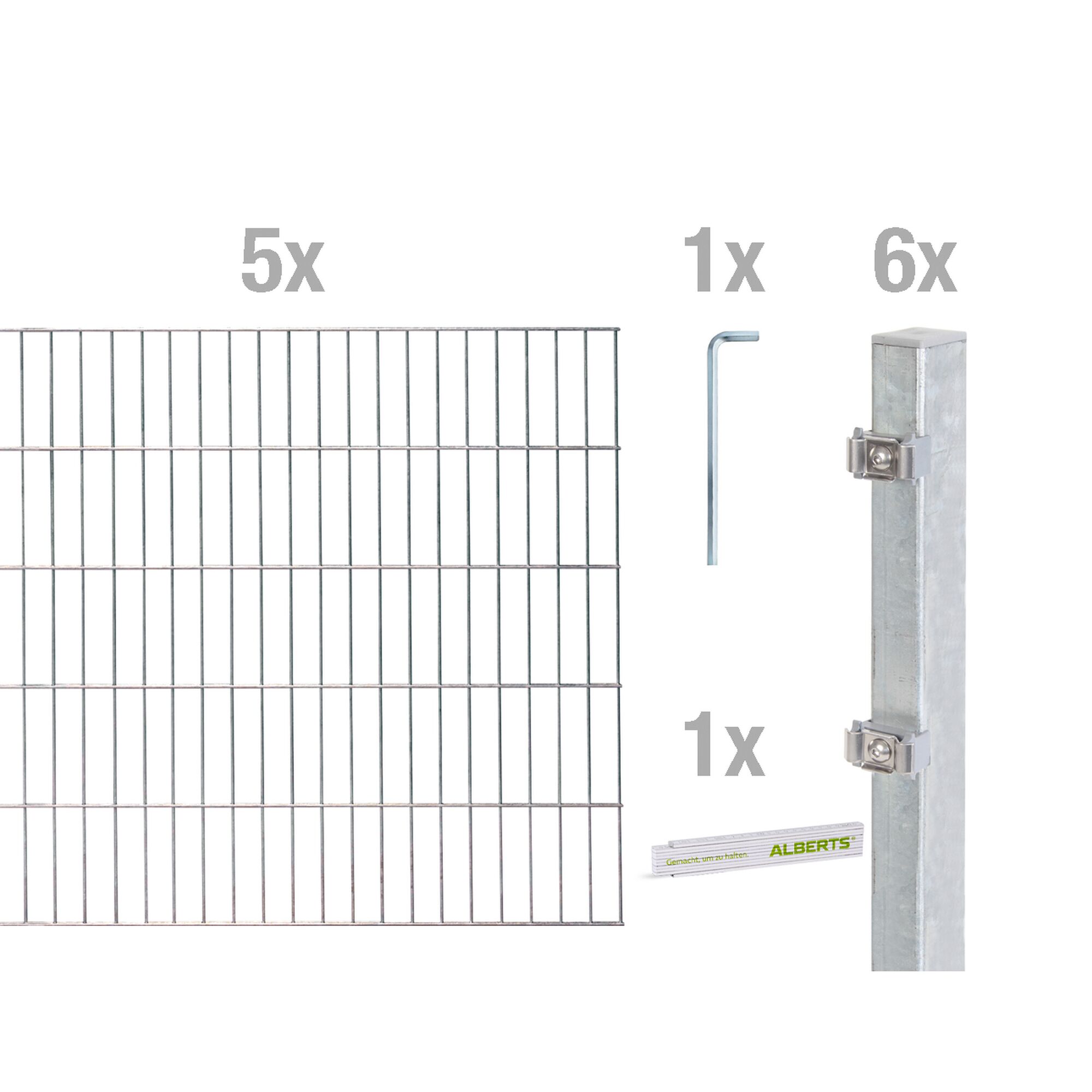 Zaun-Set mit Pfosten, Gitter und Werkzeug