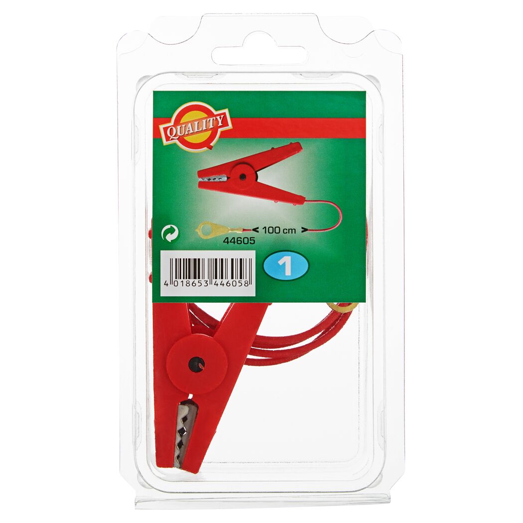 Rotes Zaunkabel mit Klemme, 1 m